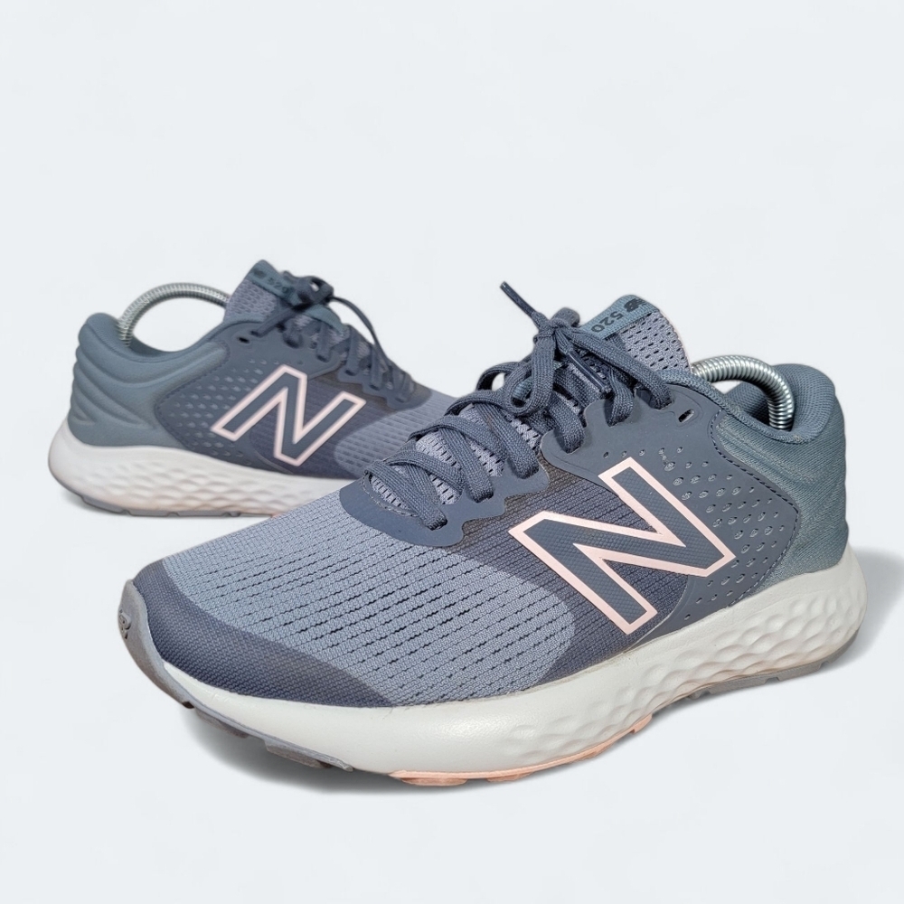New Balance 520 Grey Blue Sneakers Mesh Upper Lace Up Women's Size 7.5